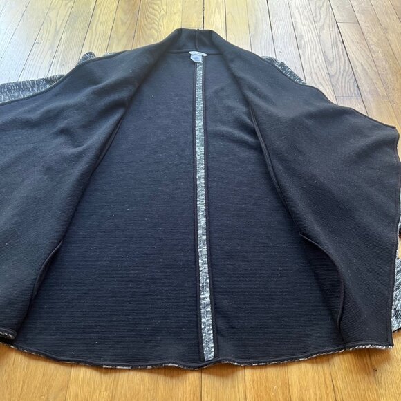 Club Monaco Size M Gray & Black Kiki Boucle Knit Draped Open Cardigan Sweater - Picture 12 of 16